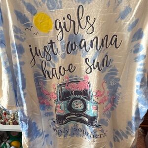 Simply Southern Blue and White Flamingo T-Shirt